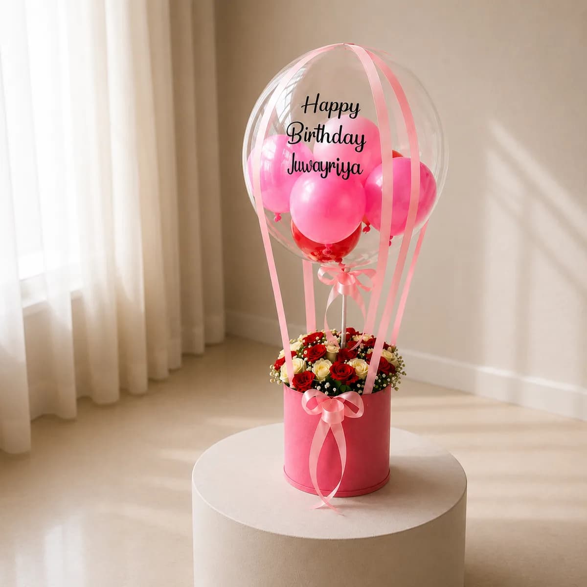 Personalized Hot Air Balloon & Roses Gift