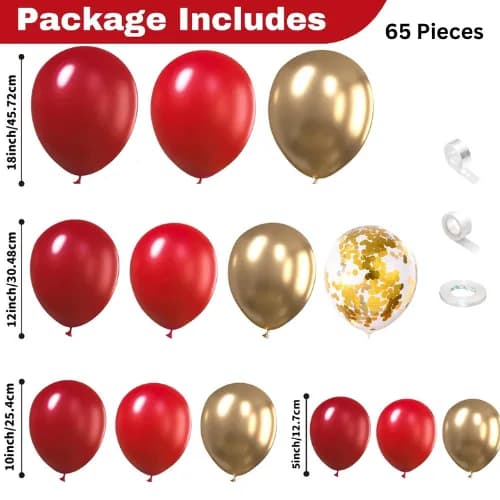 Deluxe Red & Gold Balloon Decoration Kit