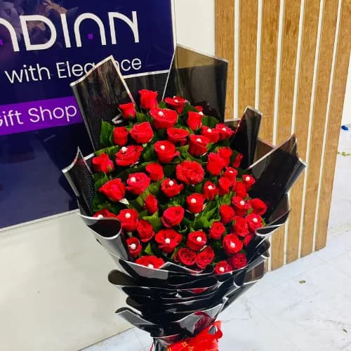 The Black Tie Affair Premium Red Rose Statement Bouquet