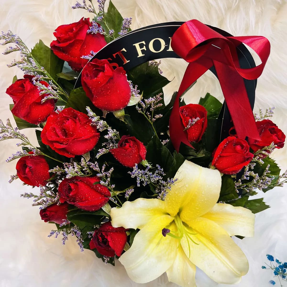 Red Rose & Yellow Lily "Just For You" Floral Gift Bag