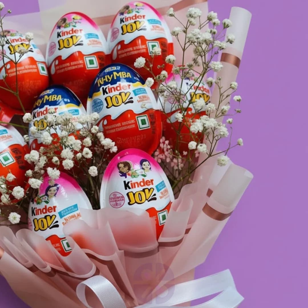 9-Piece Kinder Joy Surprise Chocolate Bouquet with Baby's Breath