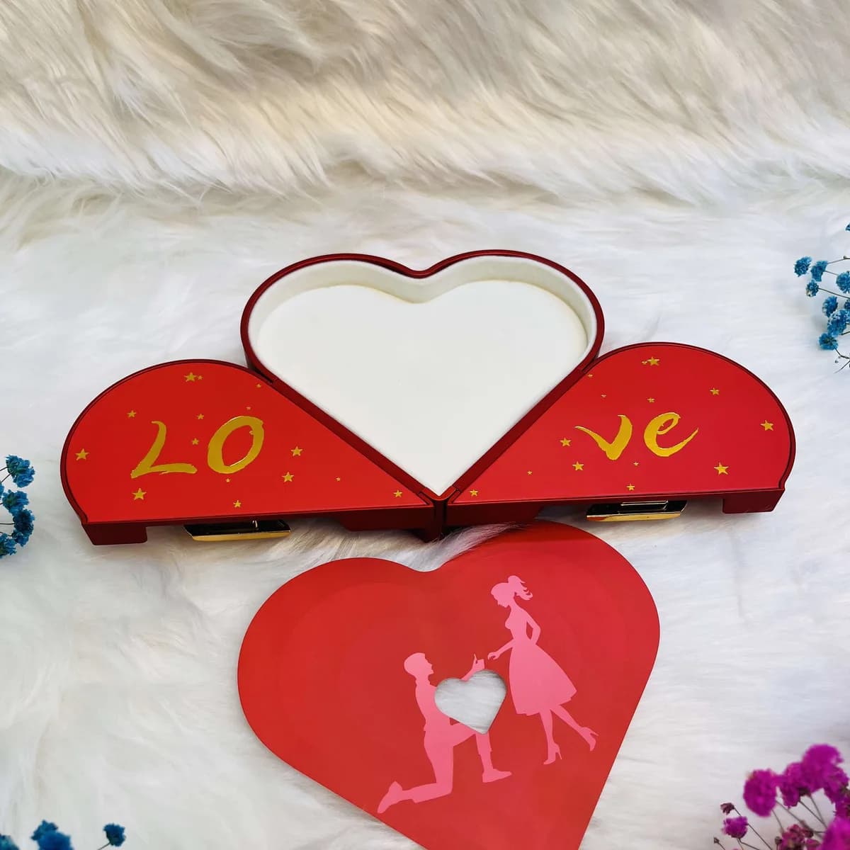 Elegant Red Heart-Shaped Jewelry Box
