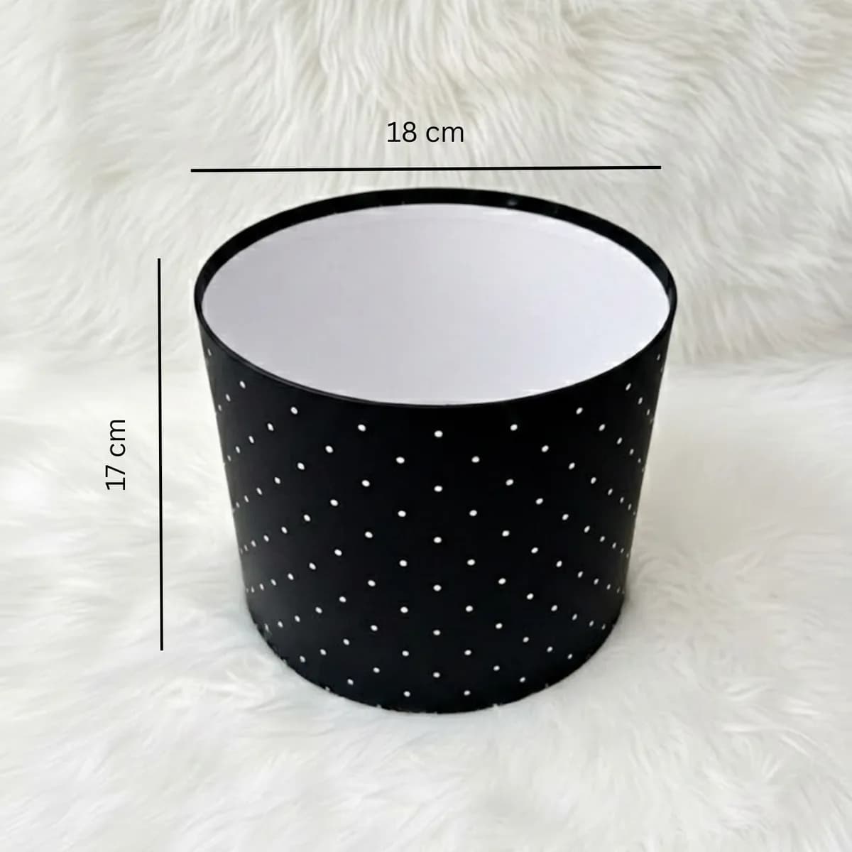 Premium Red and White Rose in Luxury Dotted Velvet Round Box