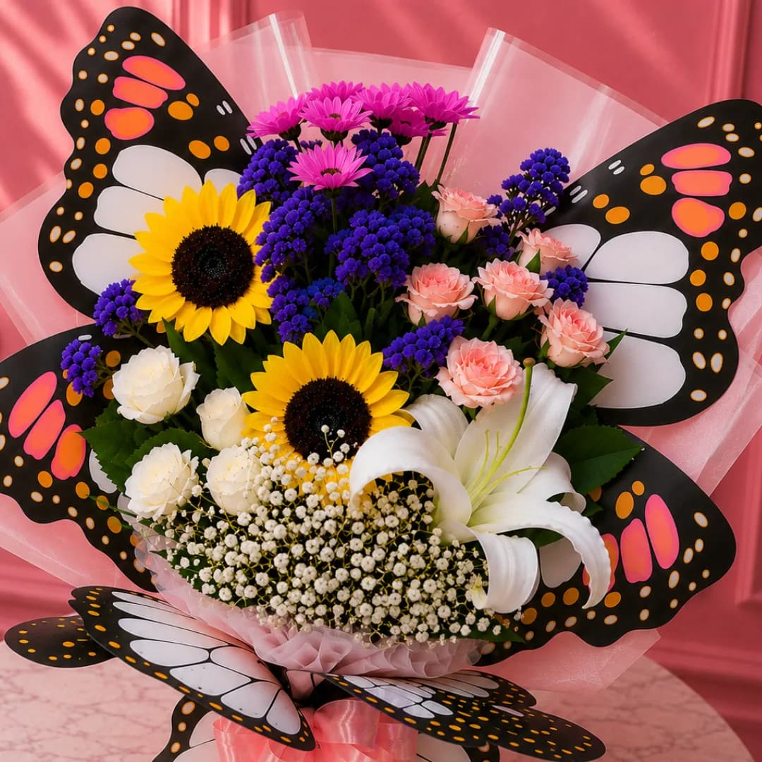 Premium Butterfly Mixed Fresh Flower Bouquet
