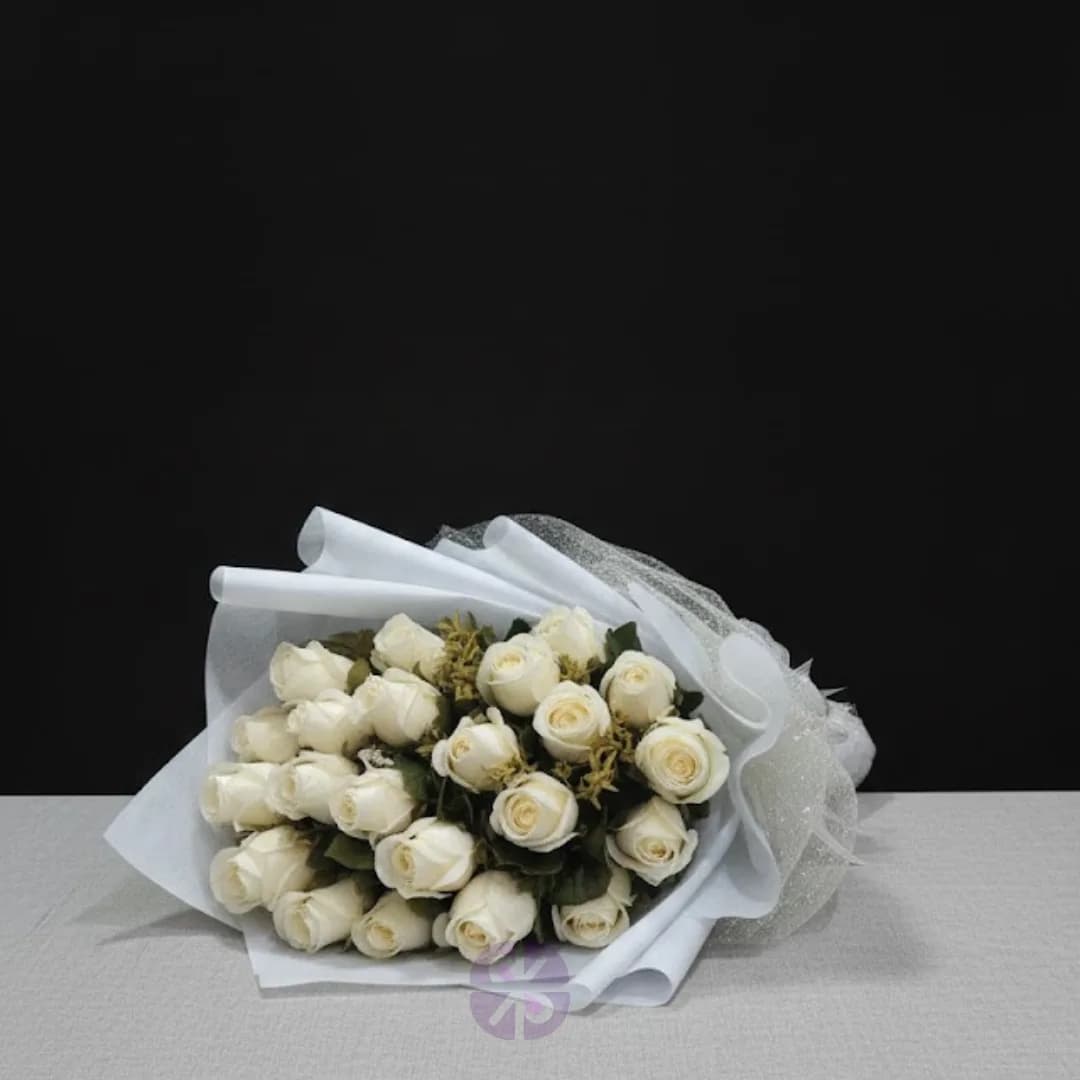 Classic Purity Artificial White Rose Hand Bouquet