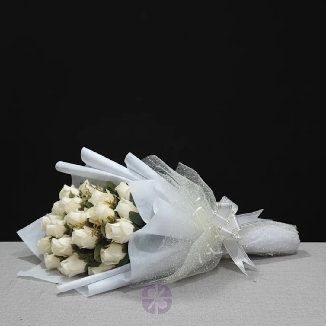 Classic Purity Artificial White Rose Hand Bouquet