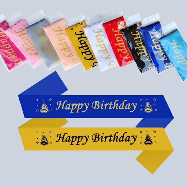 Multi-Color Satin 'Happy Birthday' Sashes