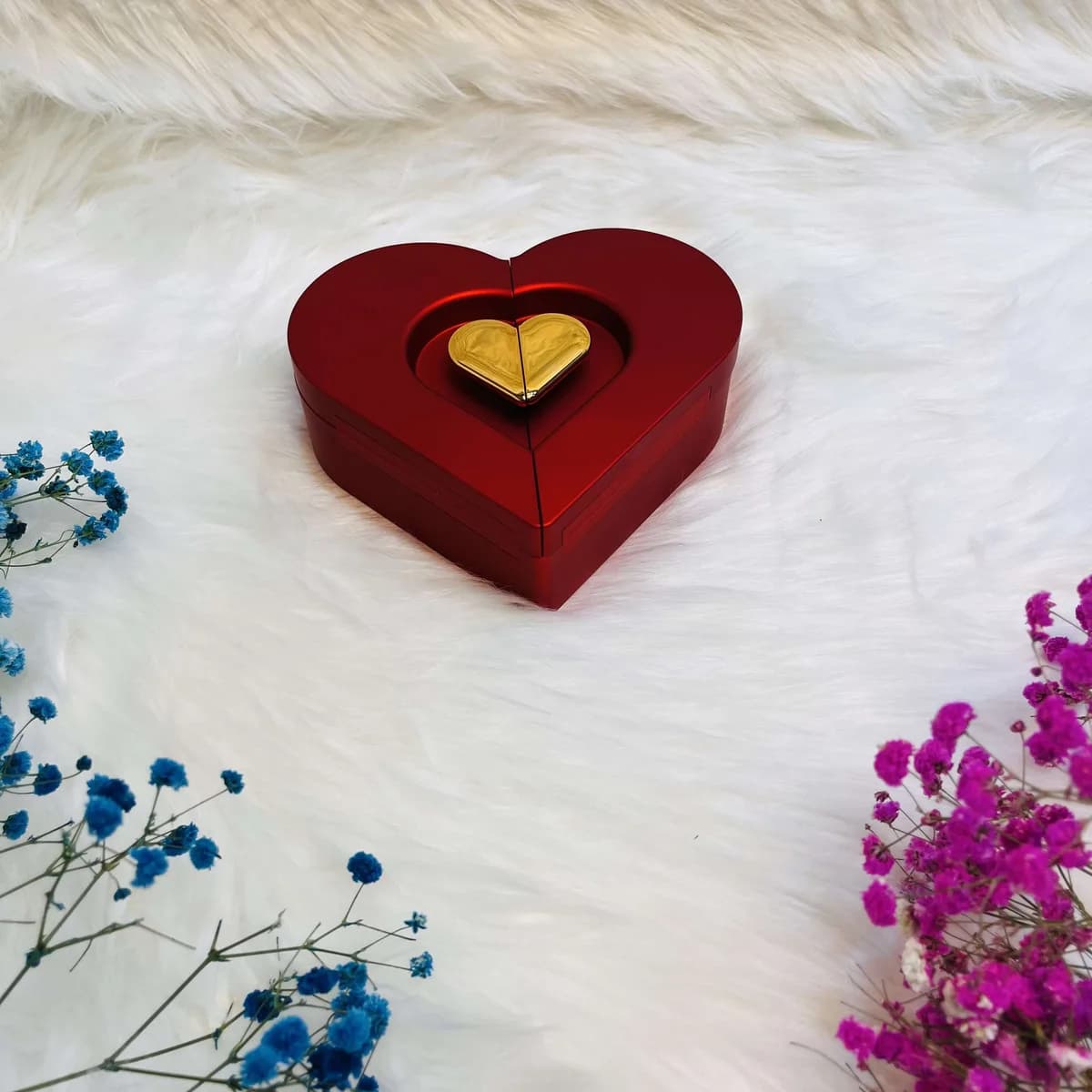 Elegant Red Heart-Shaped Jewelry Box