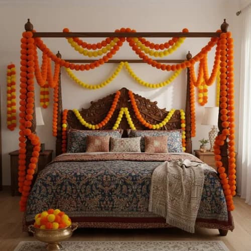 The Festive Glow Artificial Marigold Flower Garlands