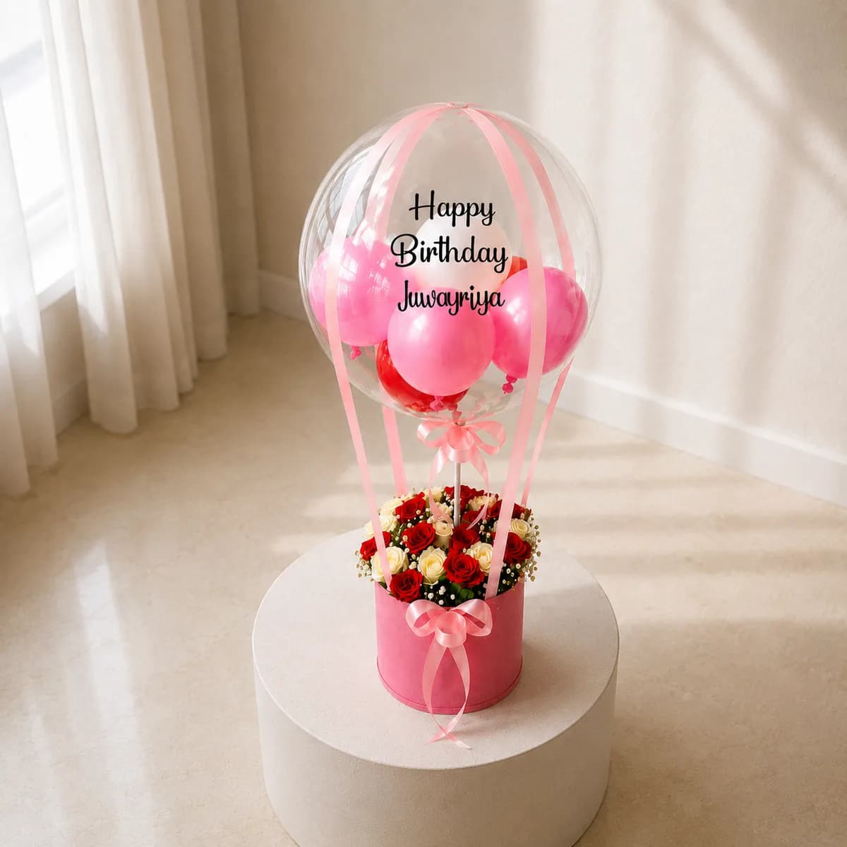 Personalized Hot Air Balloon & Roses Gift