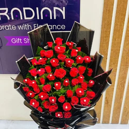 The Black Tie Affair Premium Red Rose Statement Bouquet