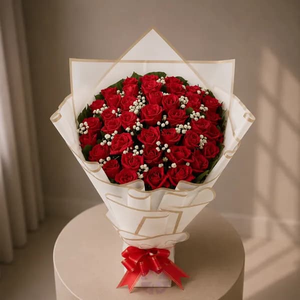 Forty Love Fresh 40-Piece Red Rose Stand Bouquet