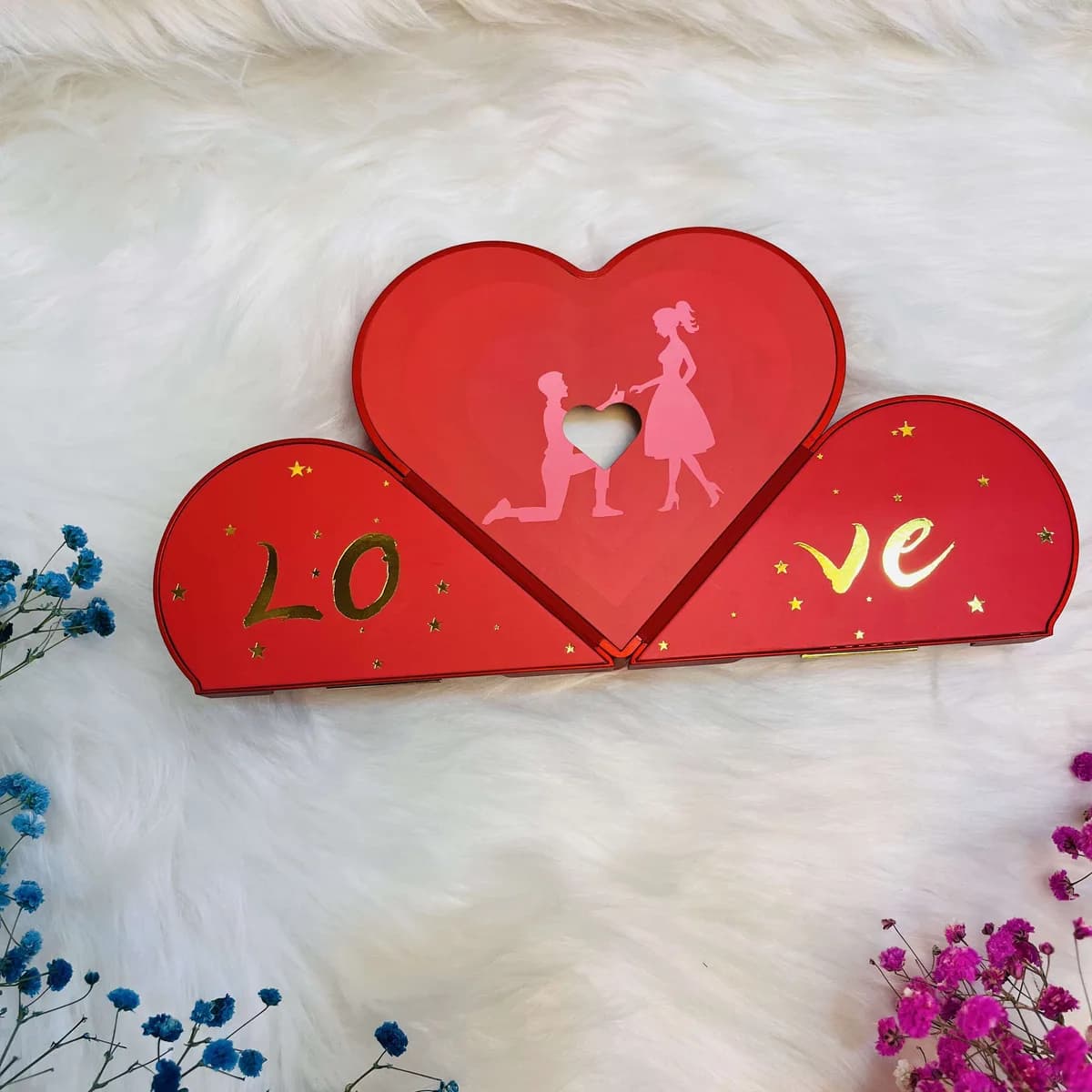 Elegant Red Heart-Shaped Jewelry Box