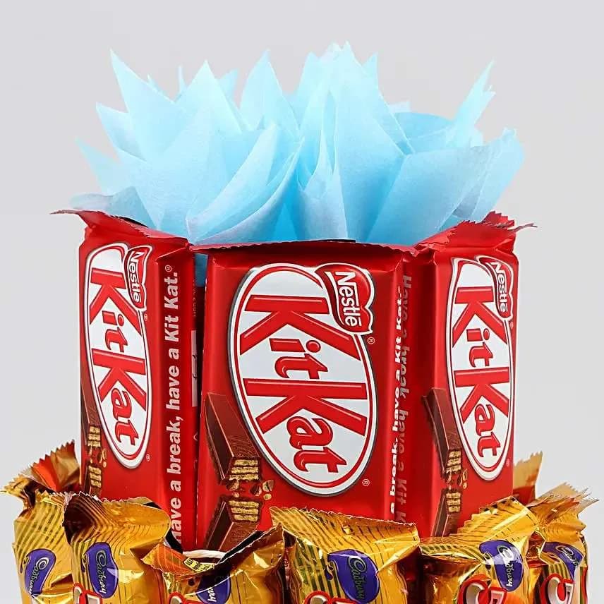 3-Layer Chocolate Tower with KitKat, 5 Star & Dairy Milk