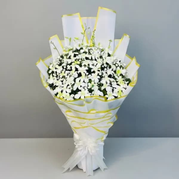 Snow White Orchid Elegance Bouquet