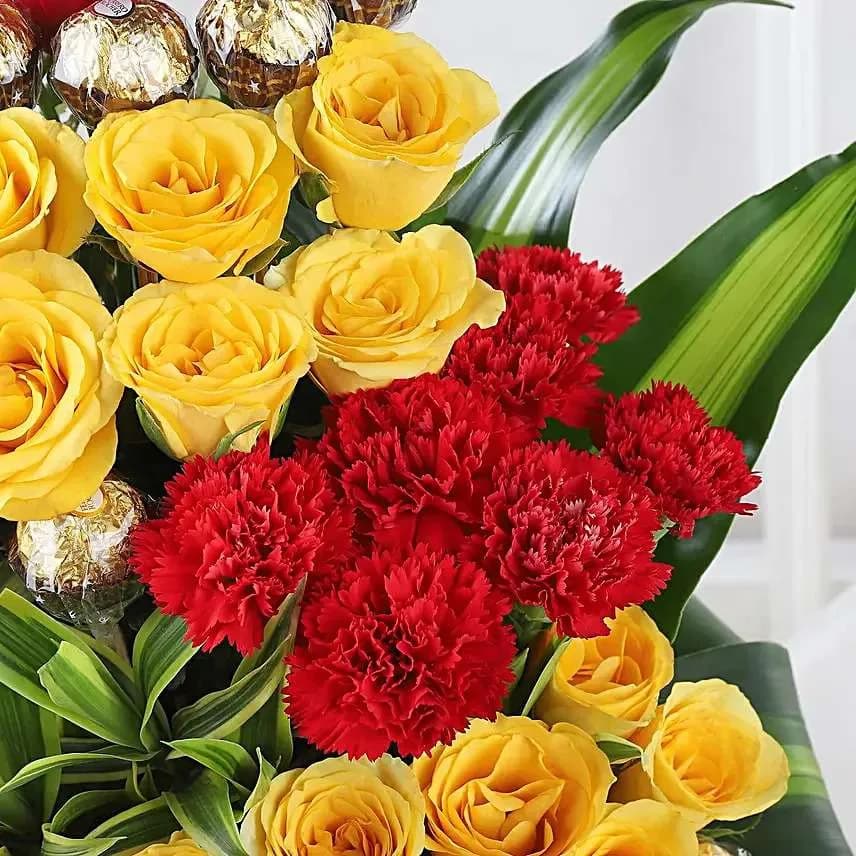 Luxury Mixed Flower & Ferrero Rocher Chocolate Basket – Perfect Gift for Every Occasion