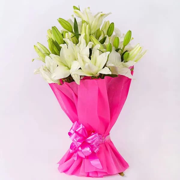 Graceful White Lily Bouquet