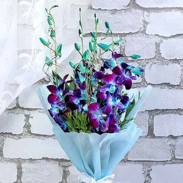 Royal Blue & Purple Orchid Bouquet