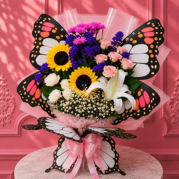 Premium Butterfly Mixed Fresh Flower Bouquet