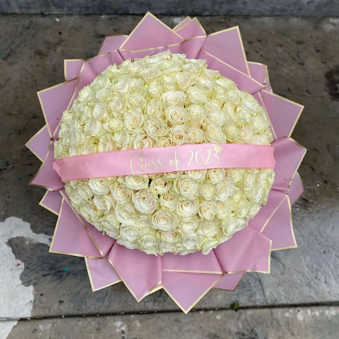White Rose Graduation Bouquet