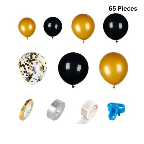 Black & Gold Balloon Arch and Fringe Decoration Kit