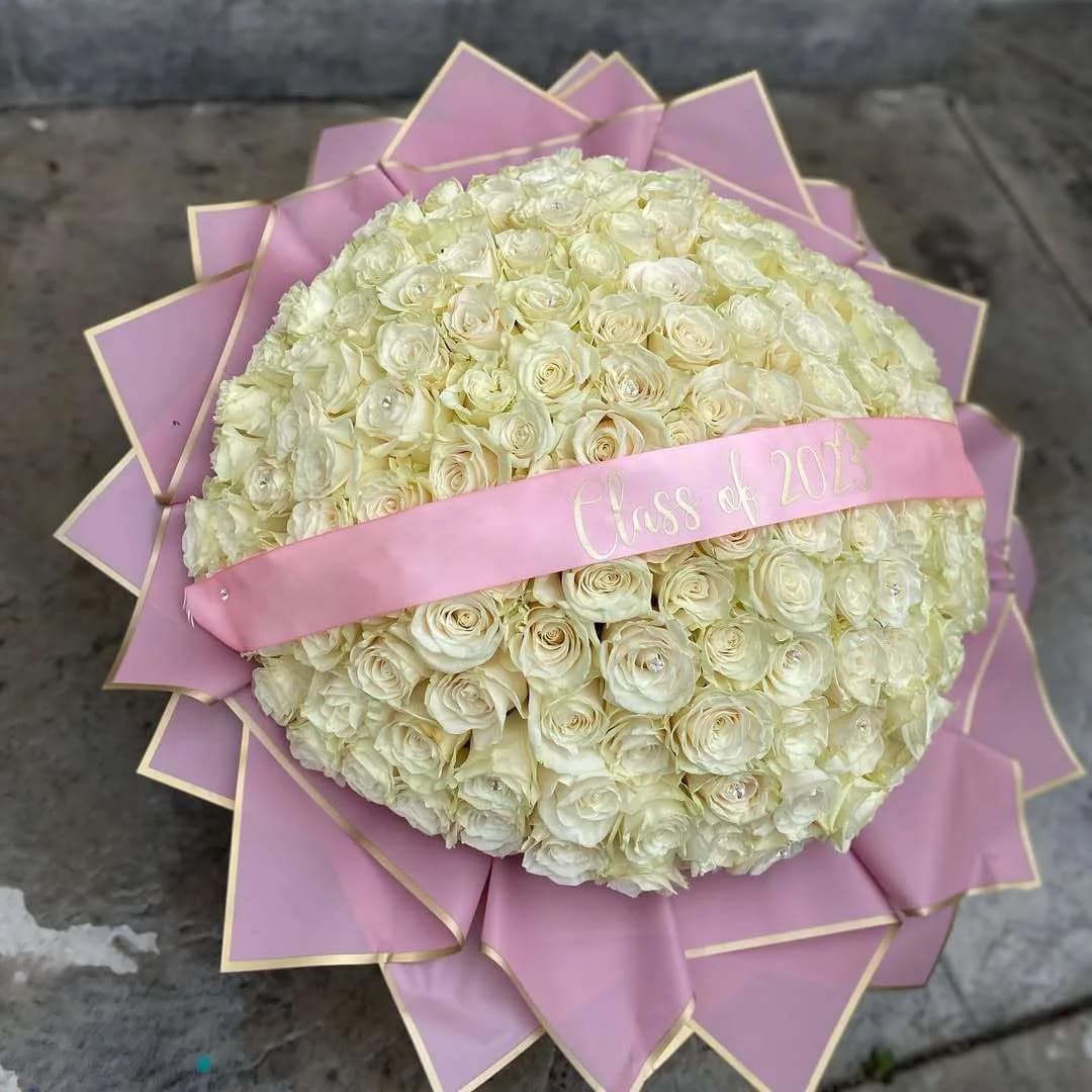 White Rose Graduation Bouquet