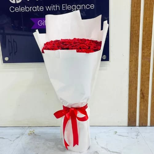 The Royal Red Princess 50 Rose Stand Bouquet
