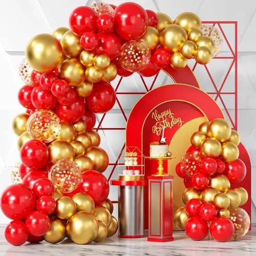 Deluxe Red & Gold Balloon Decoration Kit