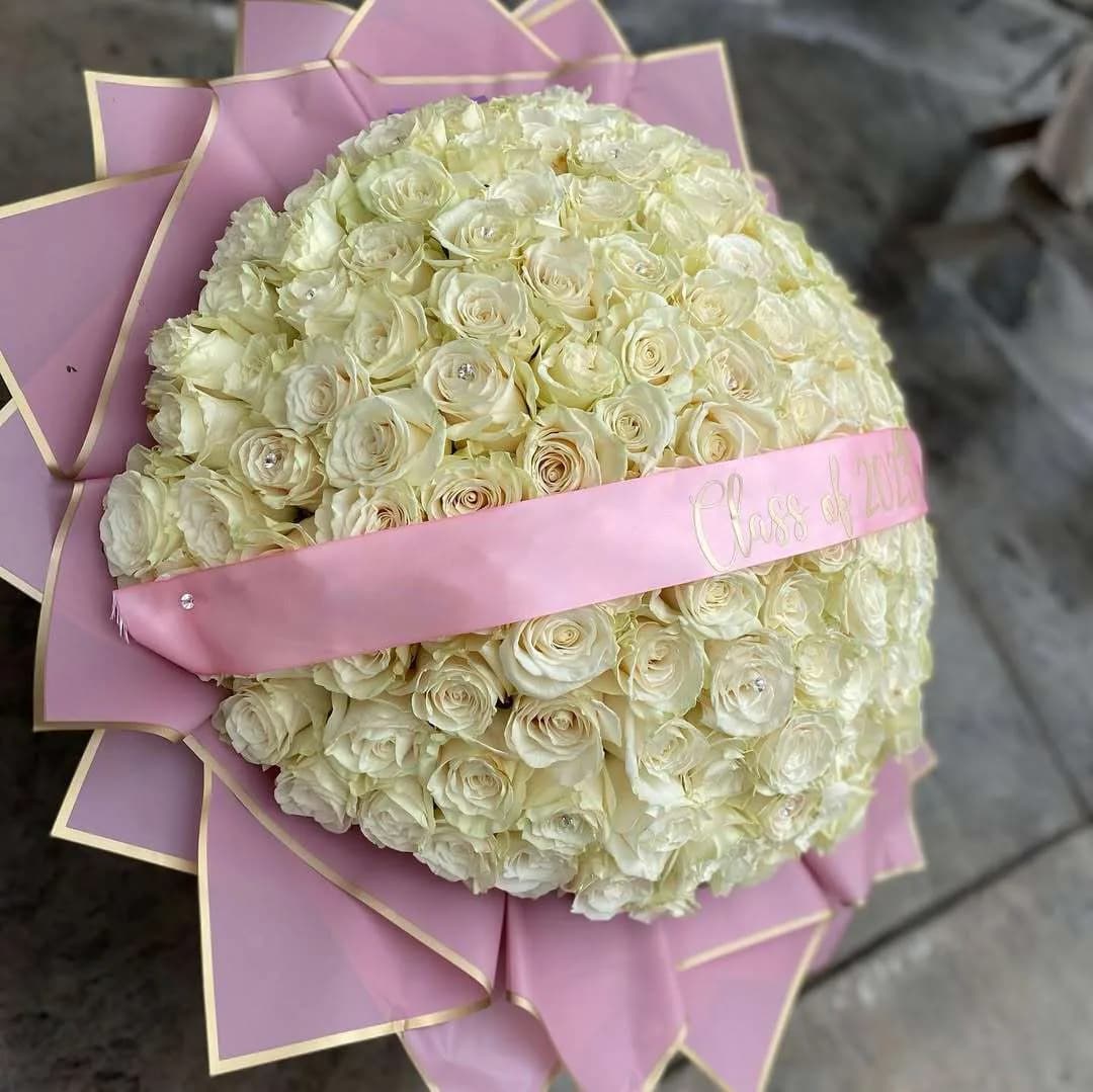 White Rose Graduation Bouquet