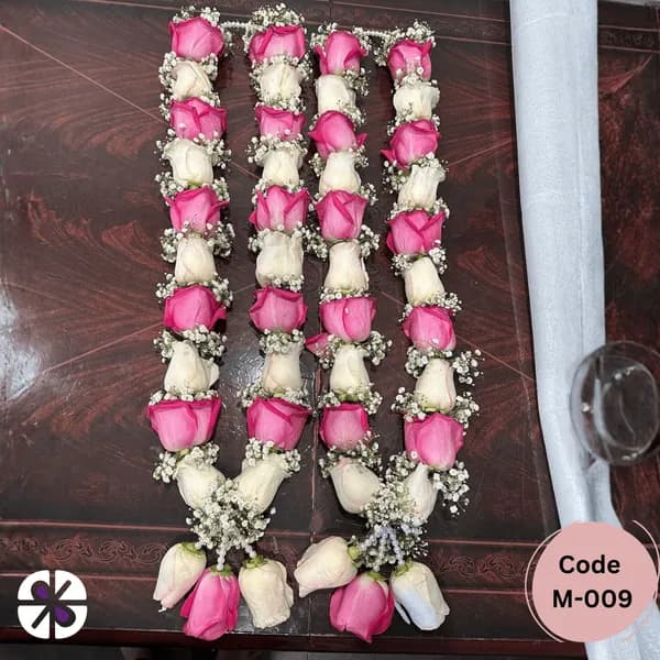Romantic Pink & White Rose Wedding Garland