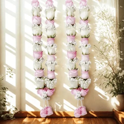 Royal Pink & White Rose Wedding Garland Set