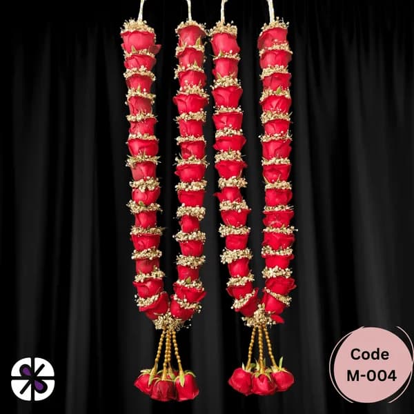 Supreme Red Rose Garland with Golden Gypsy Accents