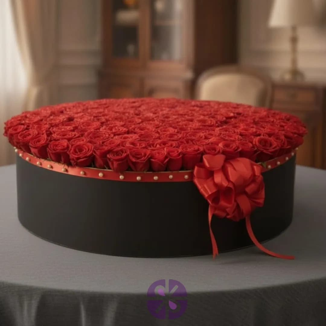 500 Luxury Red Roses Round Box.