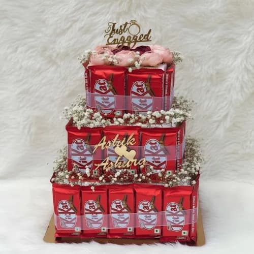 The Personalized KitKat Love Tower with Rose