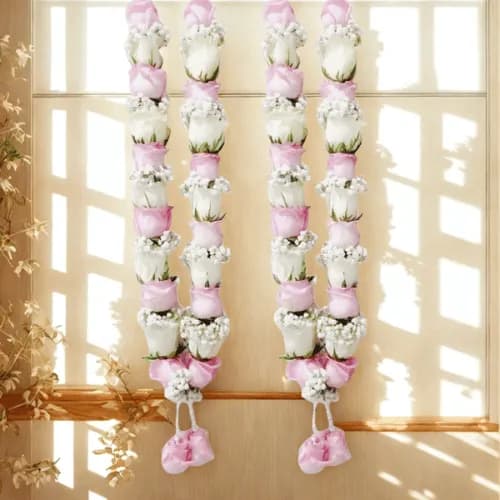 Royal Pink & White Rose Wedding Garland Set